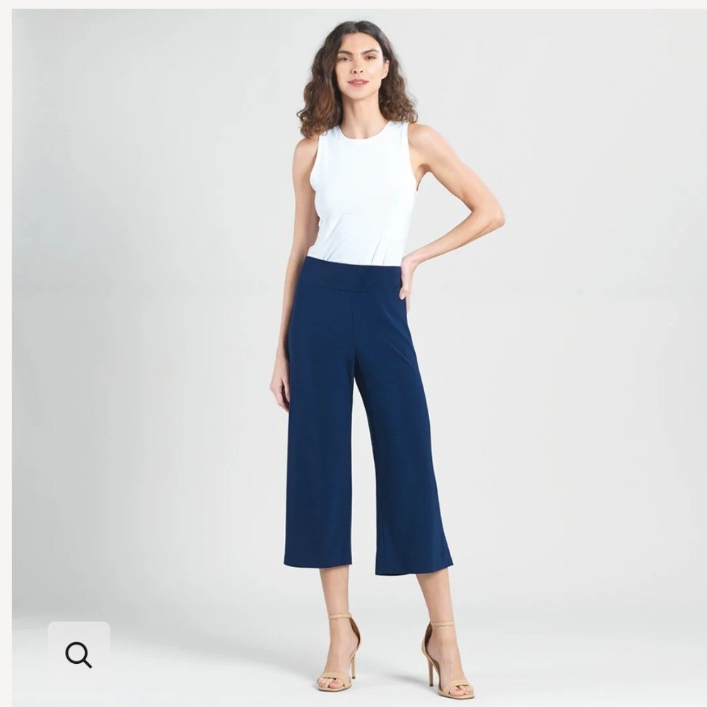CLARA SUNWOO Navy Cropped Wide-Leg Ponte Capris